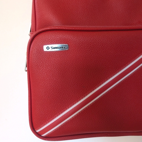 Samsonite 70's Vintage Red Structured Carry On Travel Bag 🍒 - Picture 7 of 12